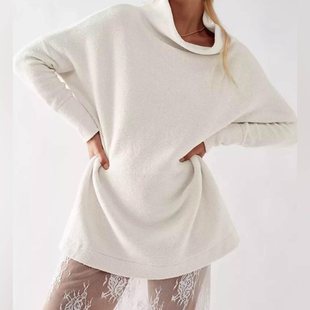 Free People slouchy Ottoman tunic pullover ecru oversized fit XS